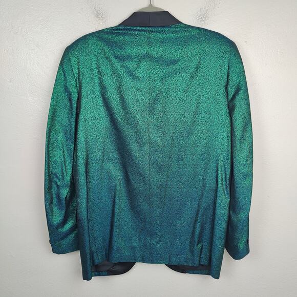 Vintage First Nighter‎ Formals Blazer Mens 39R Green Blue Shift Metallic Shimmer - Picture 5 of 10